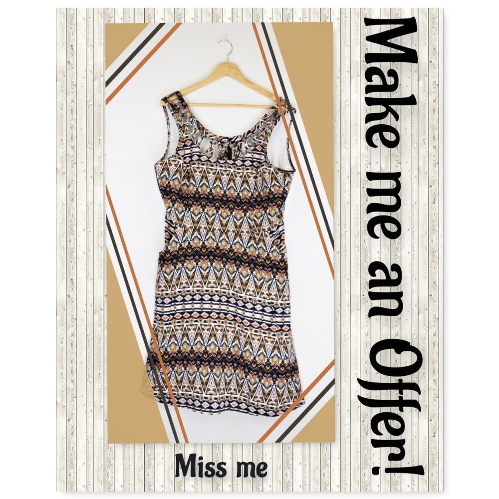 Miss Me Sleeveless Dress Tribal Pattern Size L
